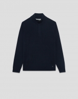 Navy wool zip-neck sweater