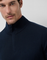 Navy wool zip-neck sweater