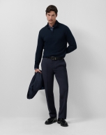 Navy wool zip-neck sweater