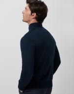 Navy wool zip-neck sweater