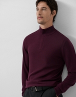 Plum wool zip-neck sweater