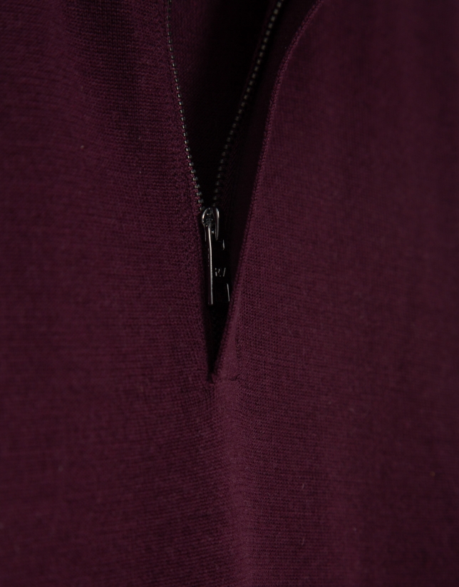 Plum wool zip-neck sweater