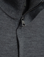 Jersey lana cuello cremallera gris melange