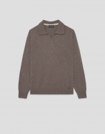 Jersey cuello polo visón oscuro melange