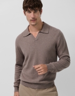 Jersey cuello polo visón oscuro melange