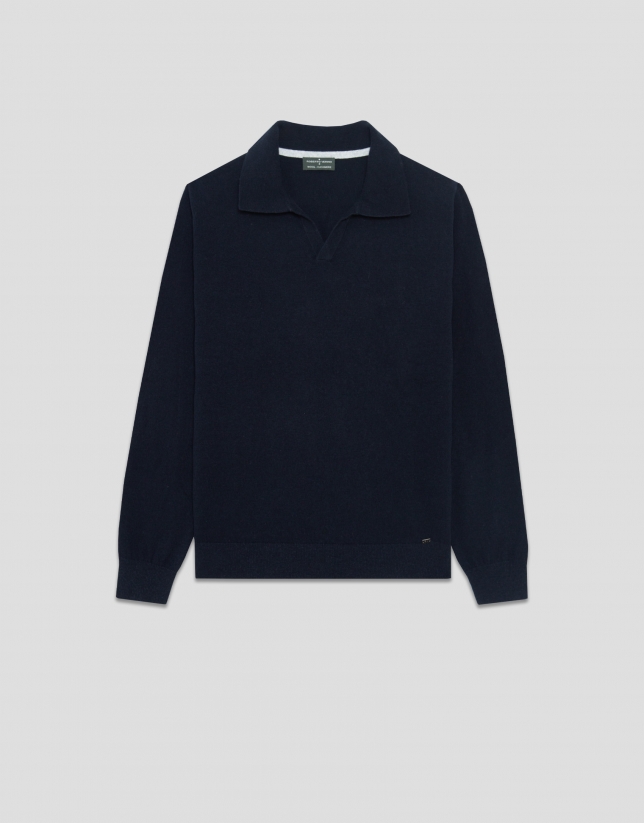 Jersey cuello polo marino