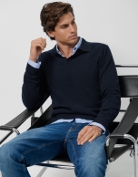 Jersey cuello polo marino