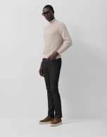 Light mink wool sweater with fantasy work