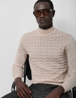 Light mink wool sweater with fantasy work