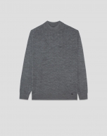 Grey melange wool sweater with fancy work
