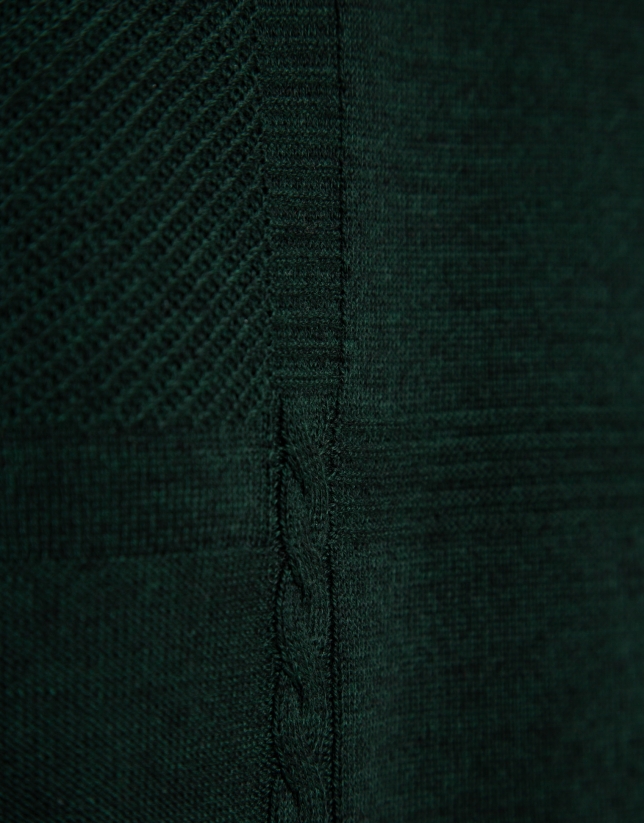 Jersey lana verde oscuro con fantasía en delantero