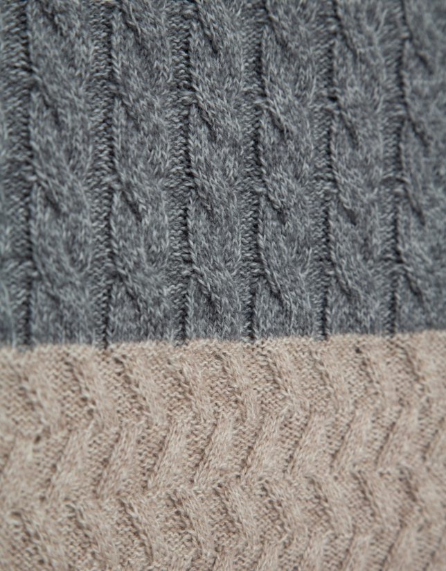 Jersey rayas y ochos lana gris melange y crudo