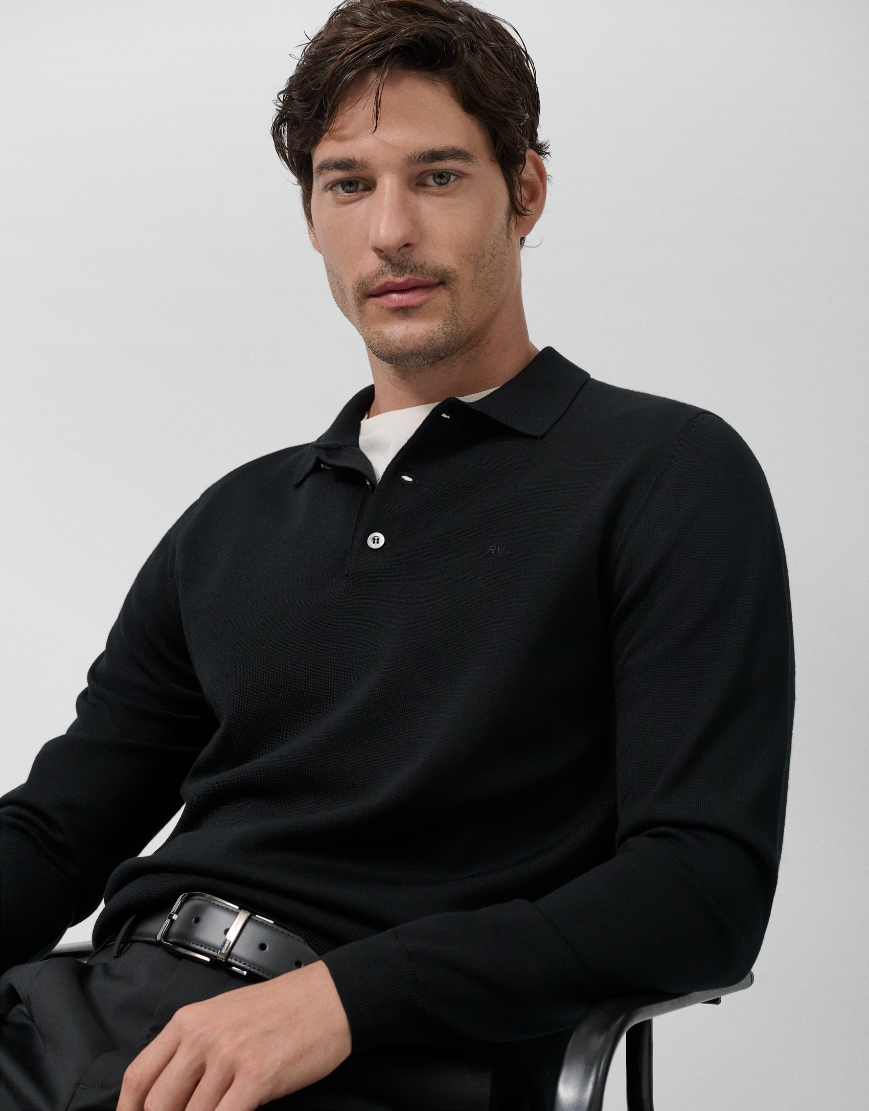 Black knitted polo neck sweater