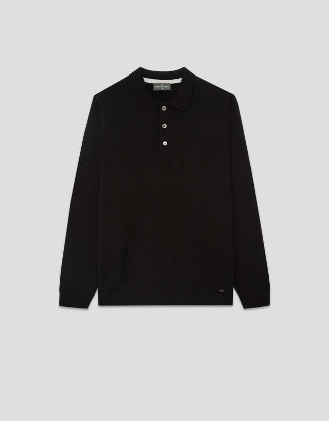 Black knitted polo neck sweater