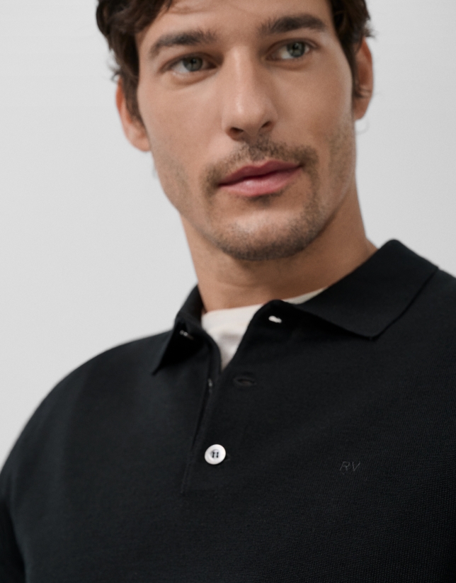 Black knitted polo neck sweater