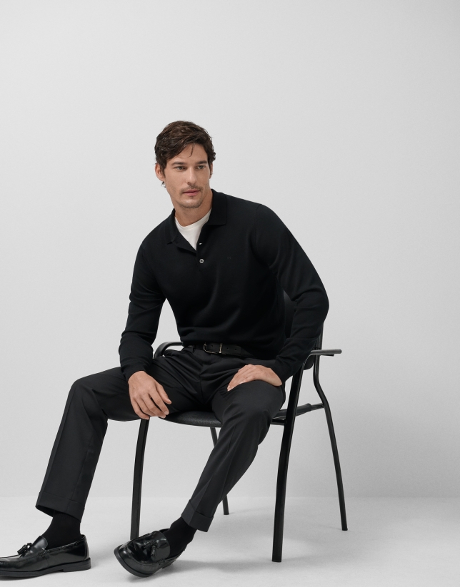 Black knitted polo neck sweater