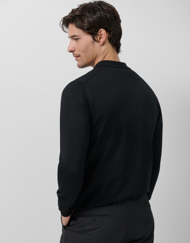 Black knitted polo neck sweater