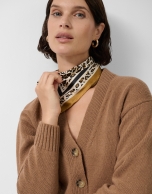 Camel animal print silk scarf