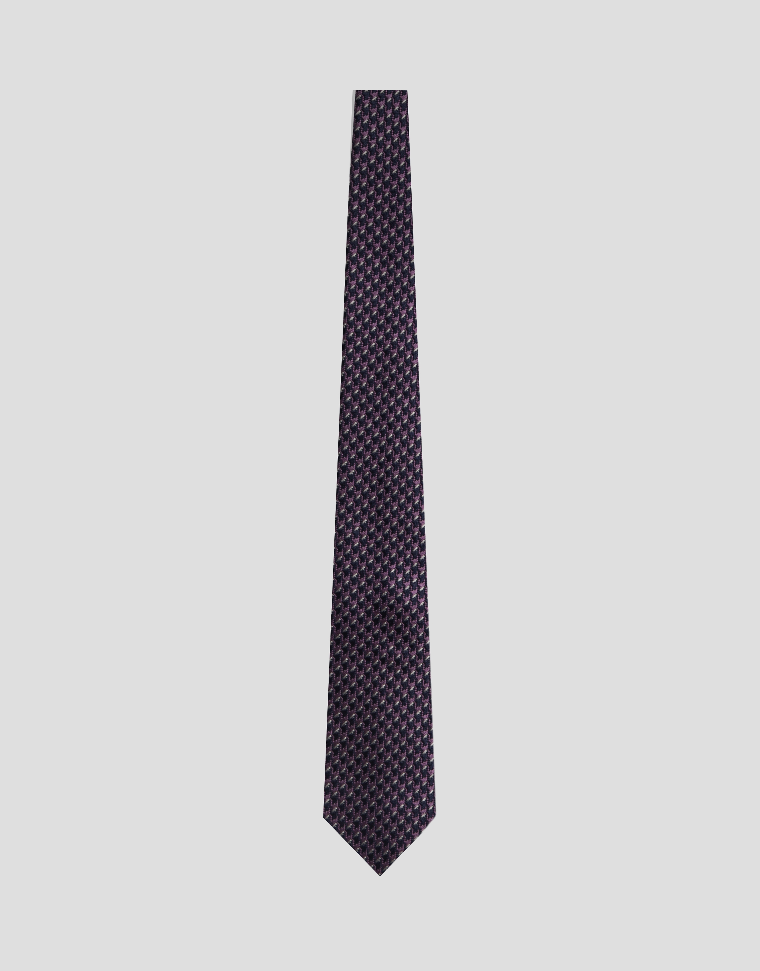 Pink/navy/white houndstooth silk tie