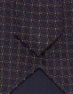 Geometric jacquard silk tie in navy/orange/white