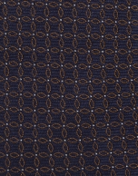 Geometric jacquard silk tie in navy/orange/white