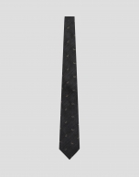 Grey silk/wool tie with deer design.