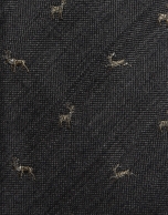 Corbata seda/lana gris dibujo ciervos.