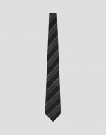 Corbata seda/lana rayas tonos grises