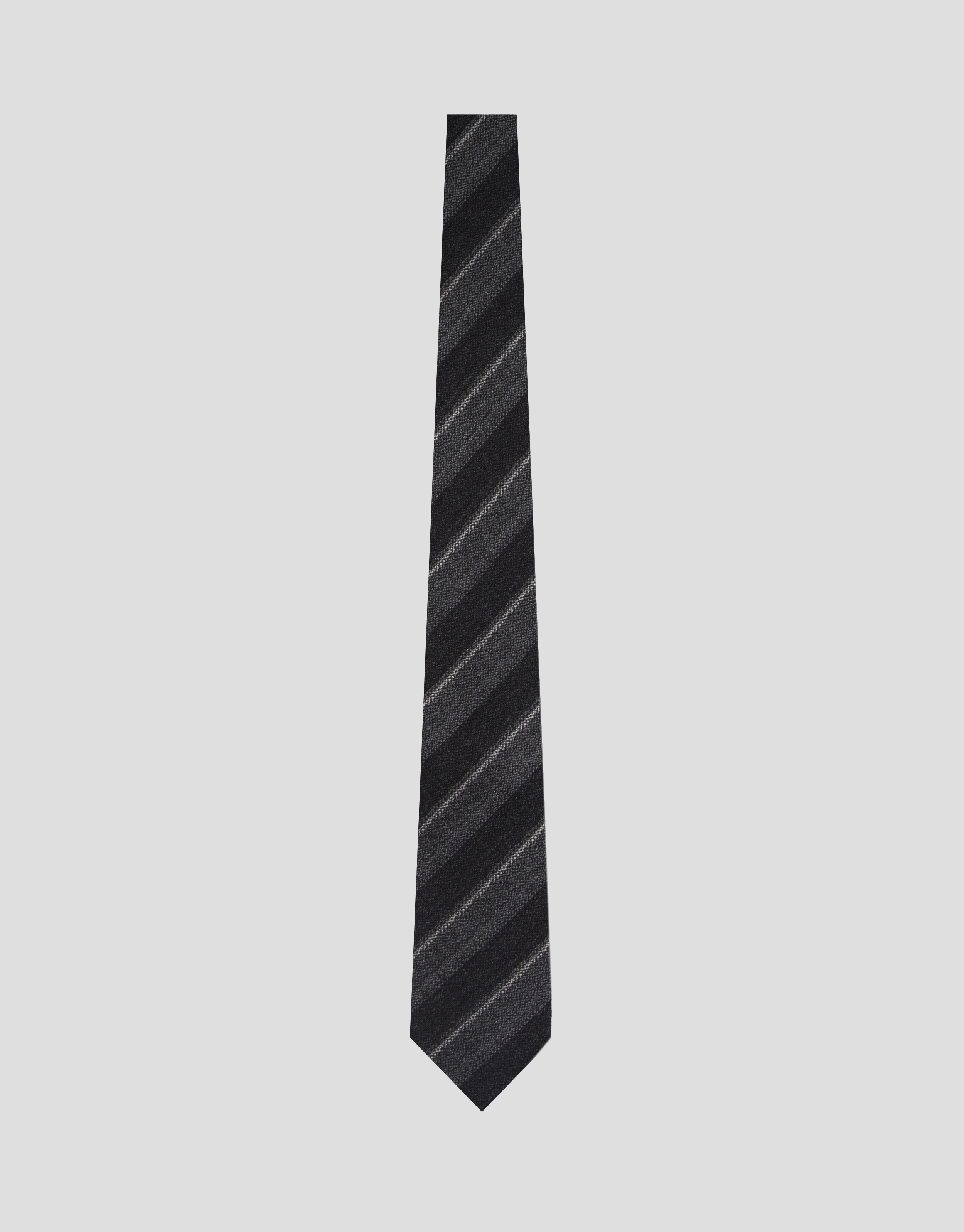 Corbata seda/lana rayas tonos grises