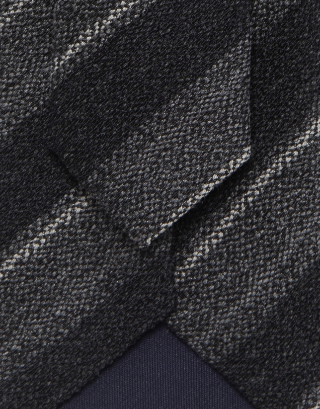Corbata seda/lana rayas tonos grises