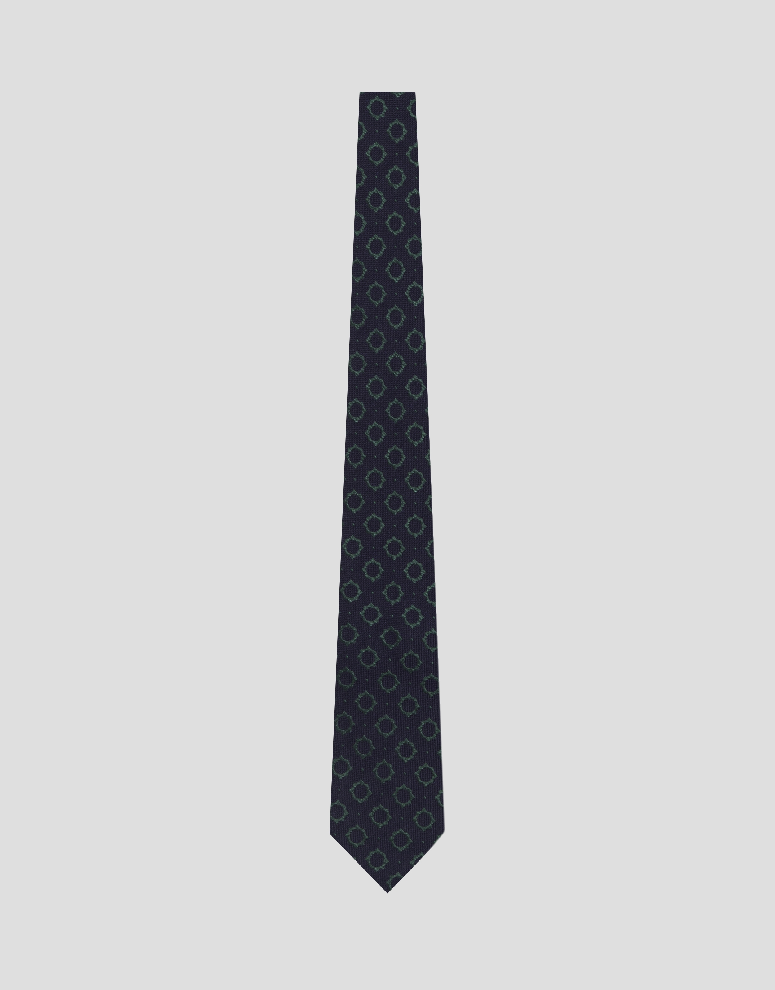 Navy green geometric jacquard silk tie