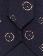 Corbata de seda marino jacquar fantasía rojo/blanco