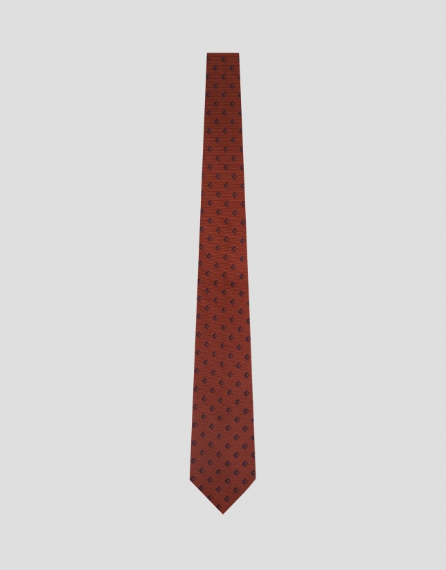 Corbata de seda rojo jacquard marino