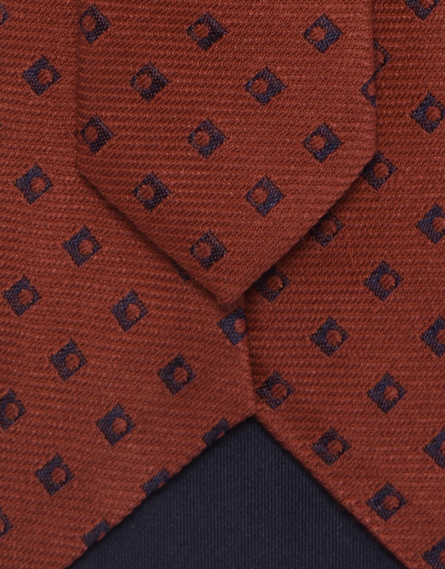 Corbata de seda rojo jacquard marino