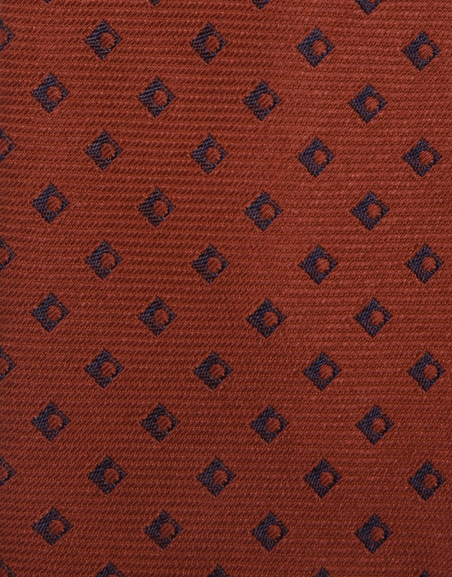 Corbata de seda rojo jacquard marino