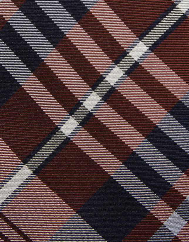 Corbata de seda cuadrados tonos rojo/marino/blanco