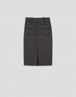 Skirt with grey micro-patterned front pleat