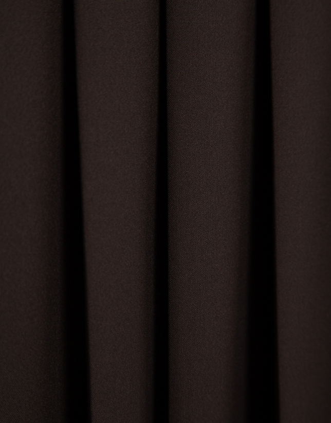 Brown straight midi skirt with front pleats