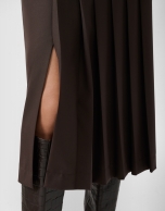 Brown straight midi skirt with front pleats