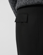 Black straight midi skirt with front slit