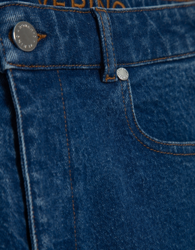 Pantalón vaquero slim talle alto azul