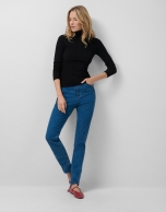 Pantalón vaquero slim talle alto azul