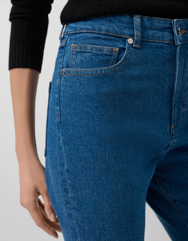 Pantalón vaquero slim talle alto azul