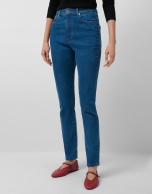 Pantalón vaquero slim talle alto azul