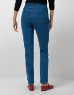 Pantalón vaquero slim talle alto azul