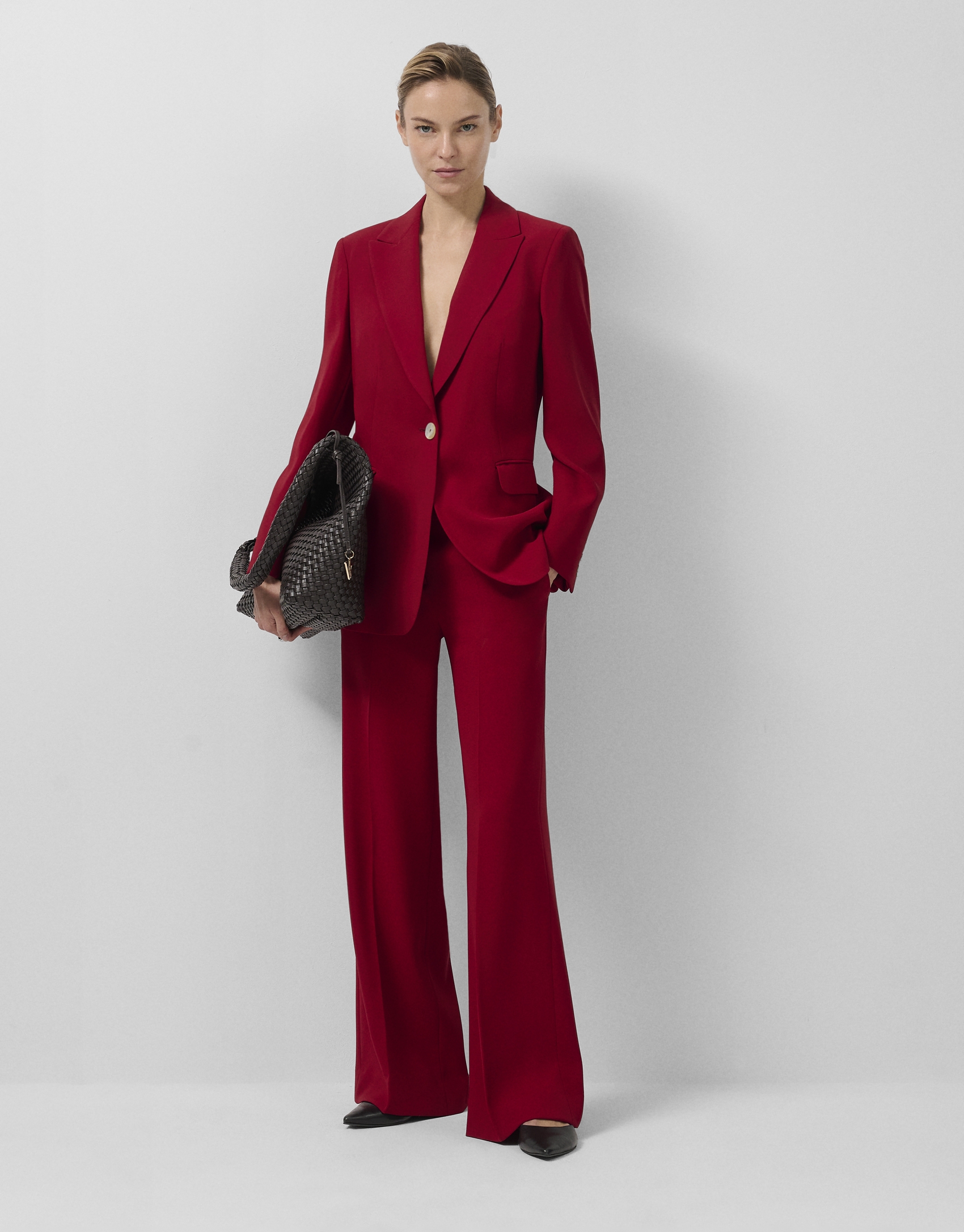 Pantalón recto crepe rojo