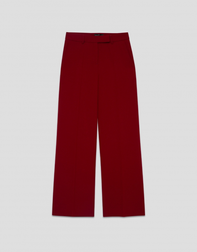 Pantalón recto crepe rojo