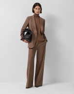 Camel checkered straight-leg trousers