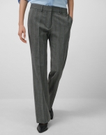 Pantalón recto espiga gris con perfil cámel