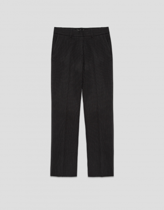 Pantalón recto raya diplomática negro